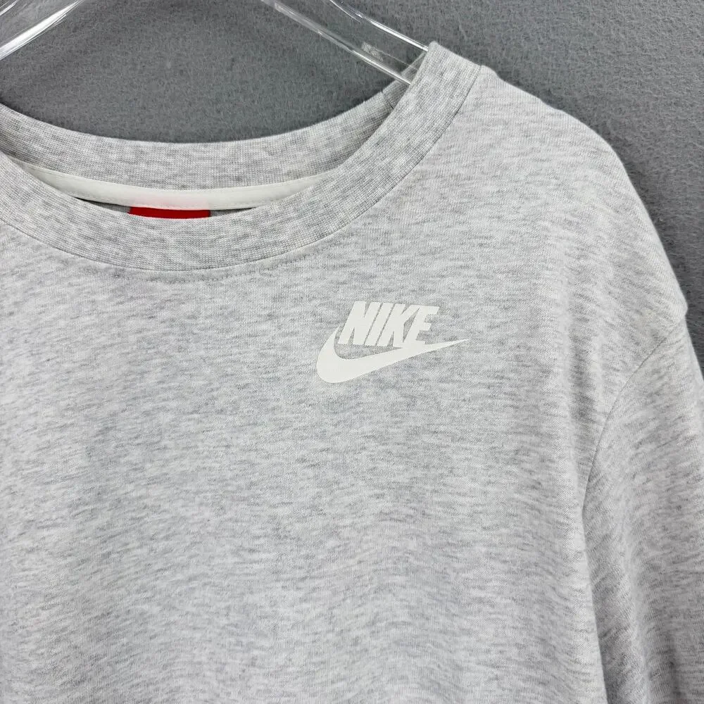 Nike Light Gray Logo Athleisure Lightweight Fall School Simple Sporty Sweatshirt